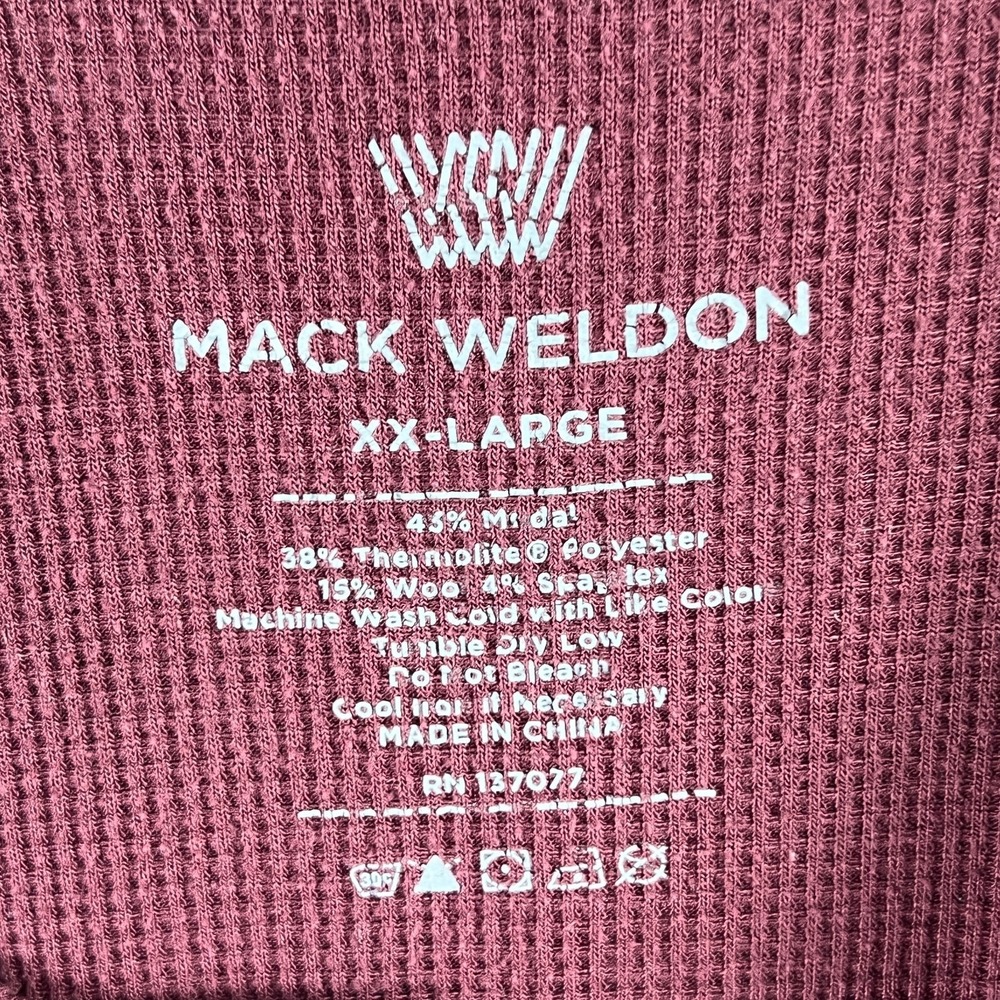 Mack Weldon Thermal Henley‎ Shirt Mens XXL Red Long Sleeve Wool Blend Casual - Picture 11 of 13